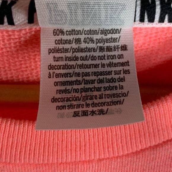 PINK Victoria’s Secret Cold Shoulder Sweatshirt Tank Coral Logo Graphic XS - Picture 11 of 11